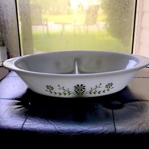Vintage 12” X 8.5” divided glasbake dish